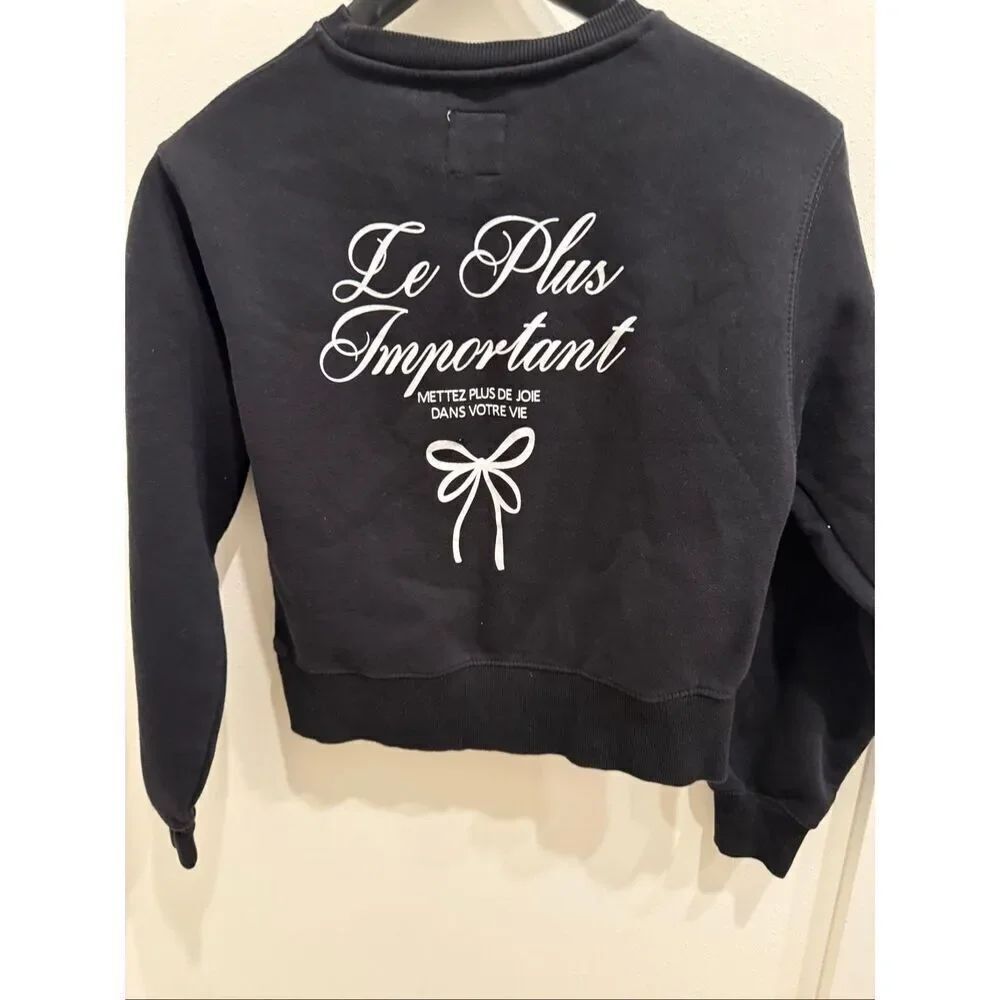 Zara Girls Bow J'adore Le Ballet Graphic Crewneck Sweatshirt Black Size 13-14